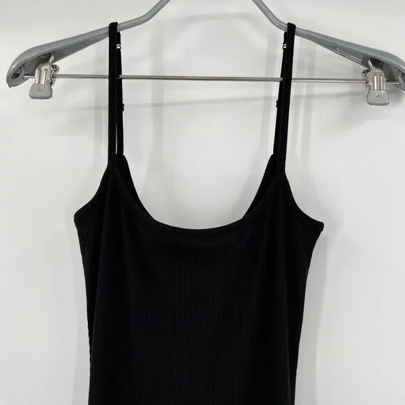 Quince Women’s Black Tencel Rib Knit Maxi Slip Dress sz XS NWT Sleeveless Long - Picture 3 of 8